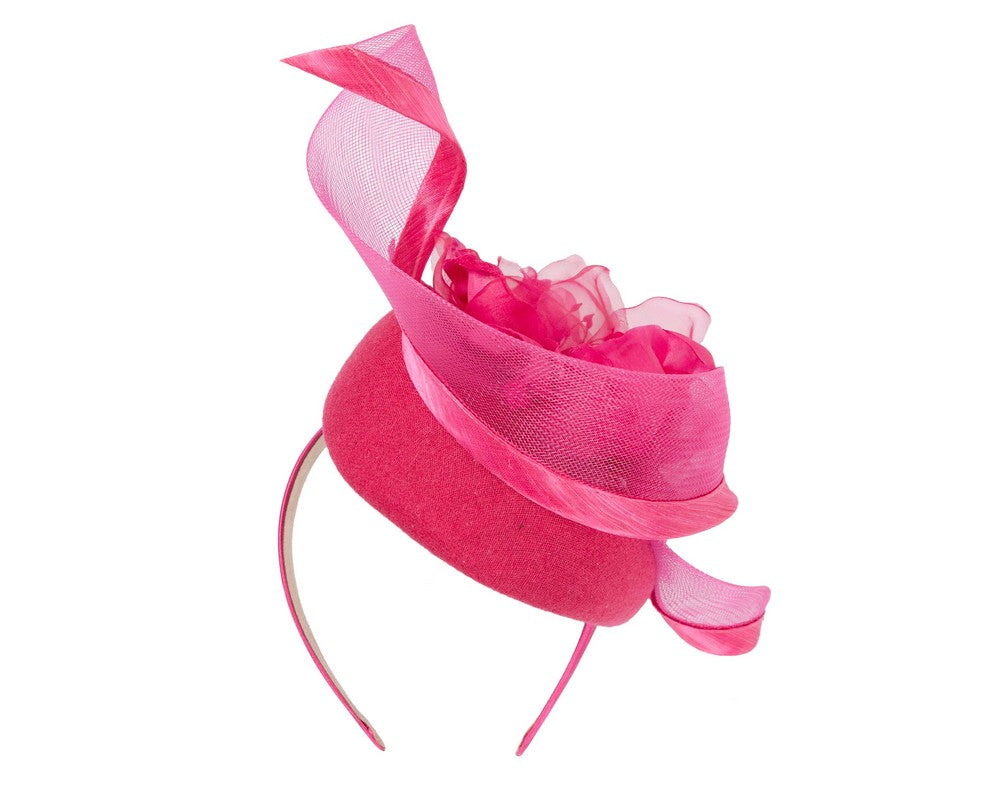 Fuchsia winter pillbox fascinator with flower-5
