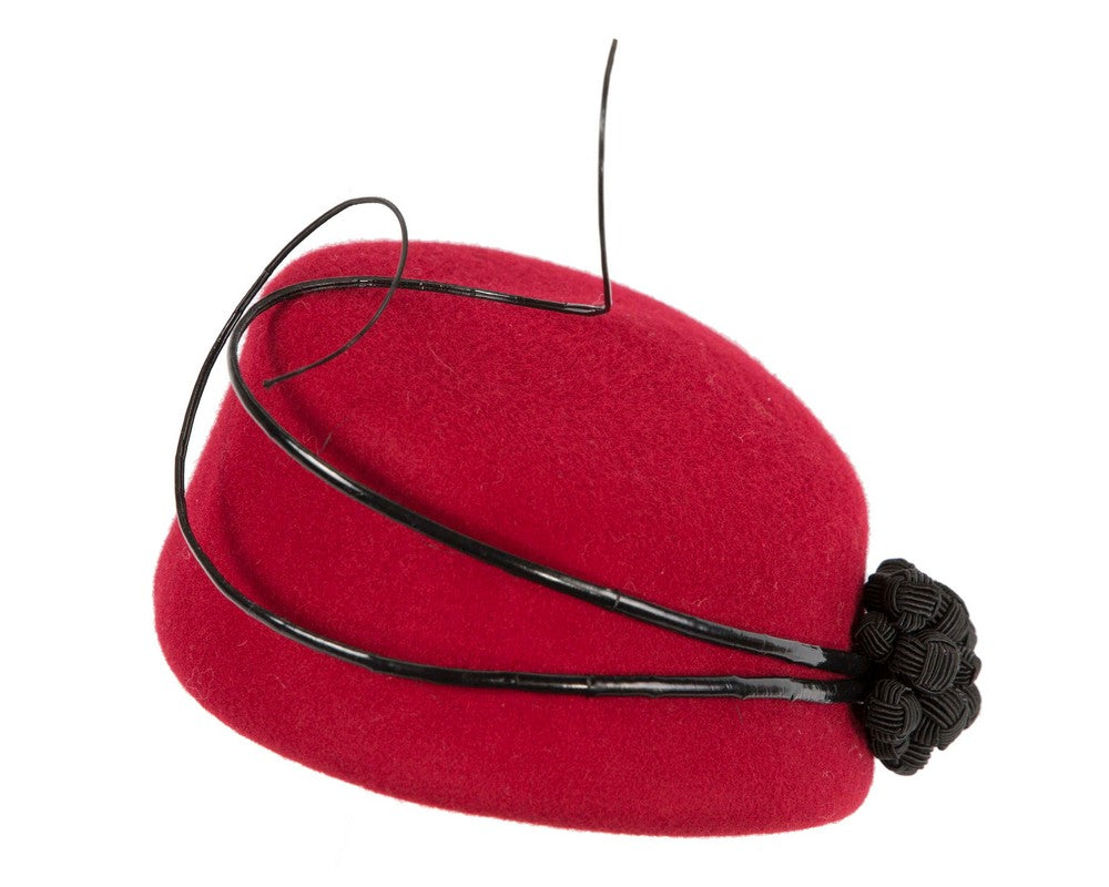 Bespoke red winter racing fascinator by Fillies Collection F675