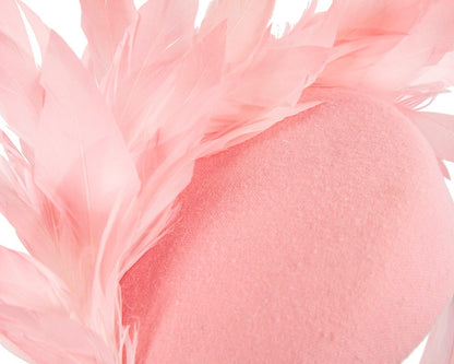 Pink feather winter facing fascinator