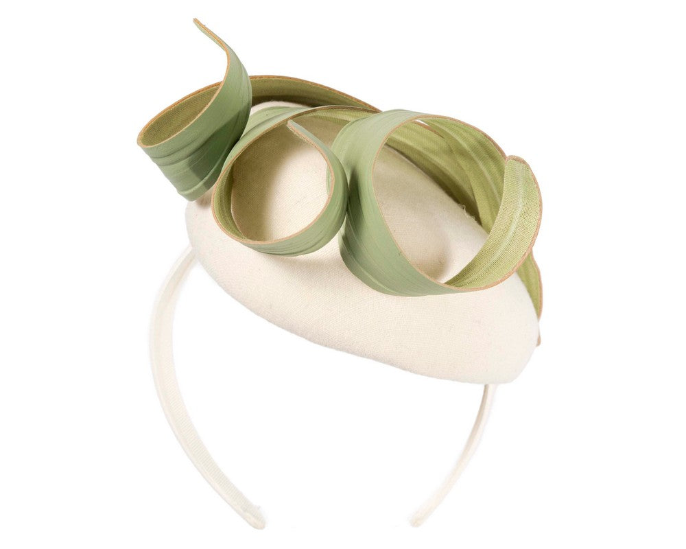 Cream & green winter racing fascinator by Fillies Collection