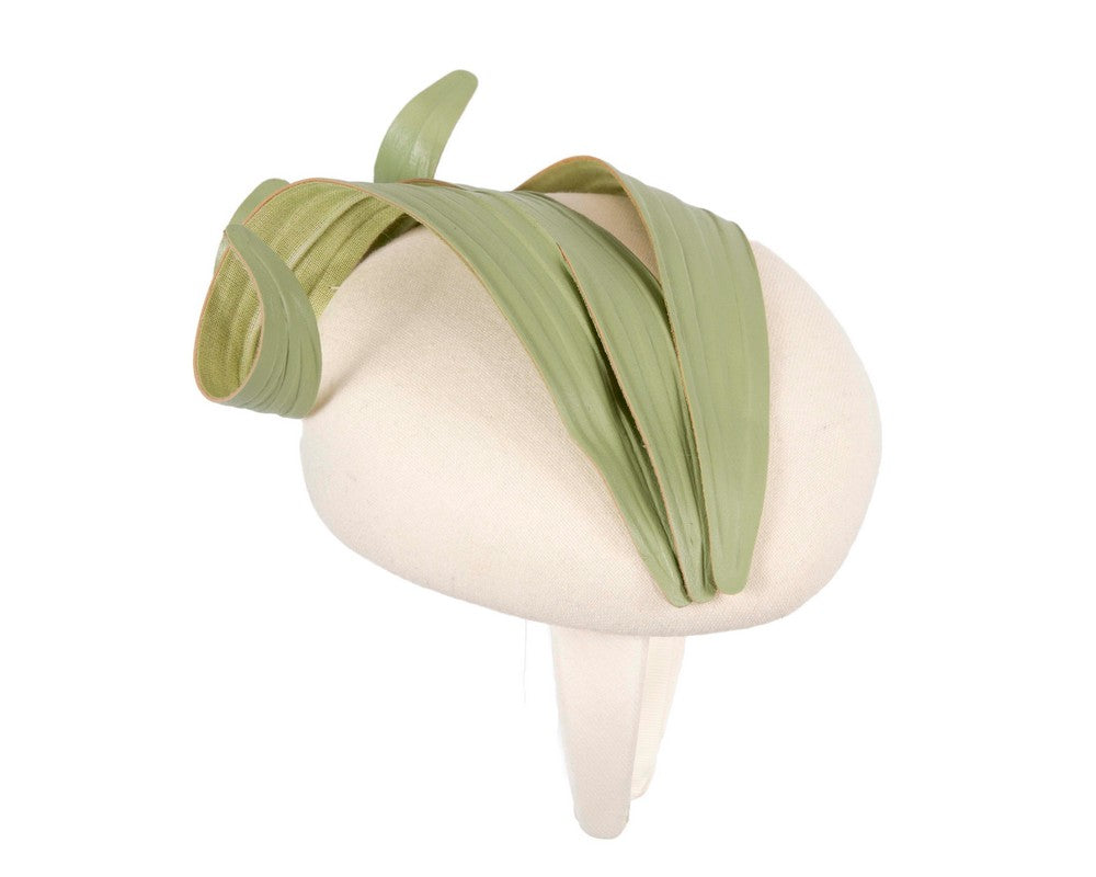 Cream & green winter racing fascinator by Fillies Collection