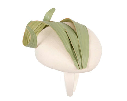 Cream & green winter racing fascinator by Fillies Collection