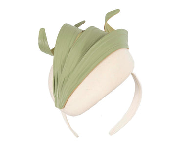 Cream & green winter racing fascinator by Fillies Collection