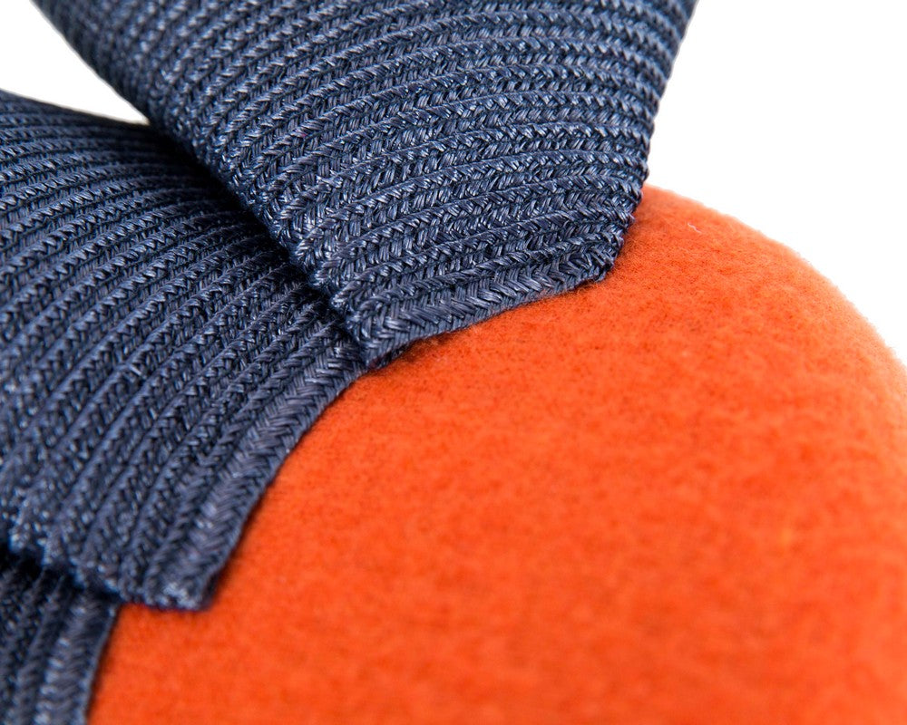 Orange & navy pillbox fascinator by Fillies Collection-4
