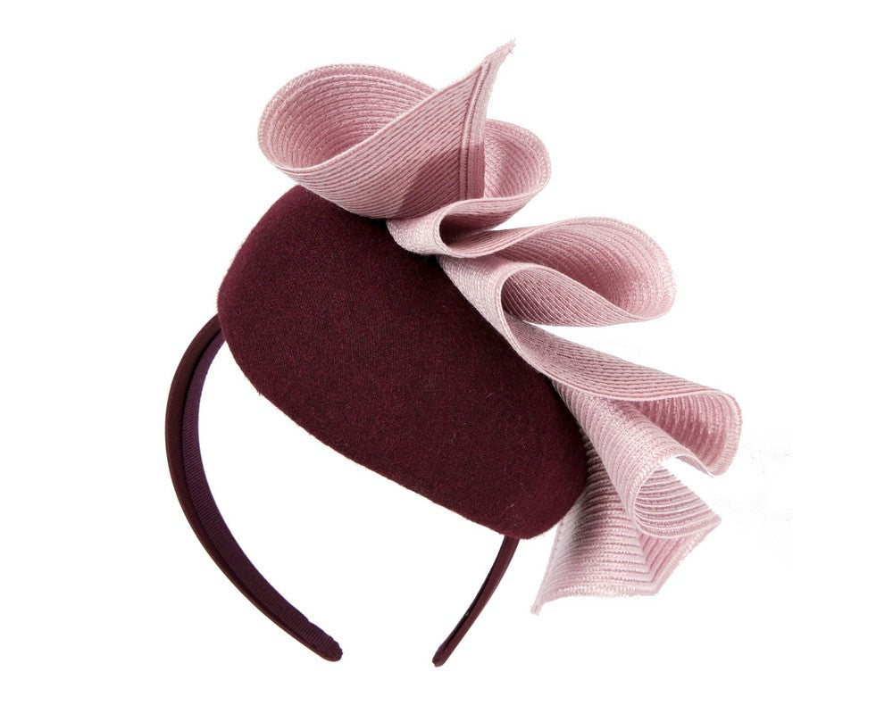 Wine & pink pillbox fascinator by Fillies Collection-5