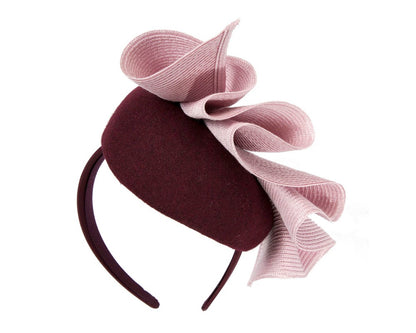 Wine & pink pillbox fascinator by Fillies Collection-5