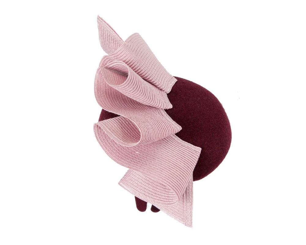 Wine & pink pillbox fascinator by Fillies Collection-3