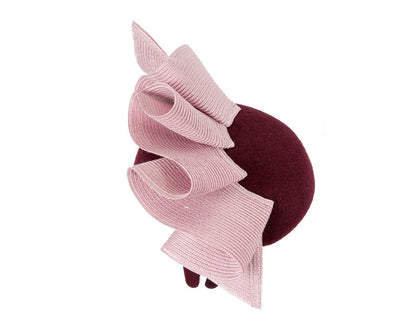 Wine & pink pillbox fascinator by Fillies Collection-3