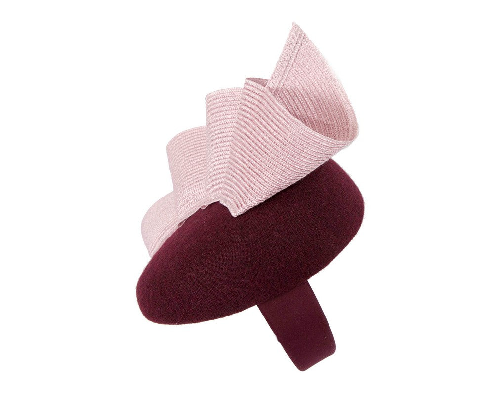 Wine & pink pillbox fascinator by Fillies Collection-2