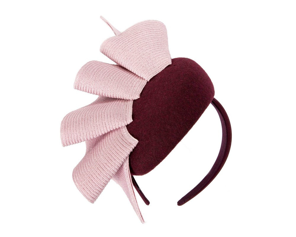 Wine & pink pillbox fascinator by Fillies Collection-1