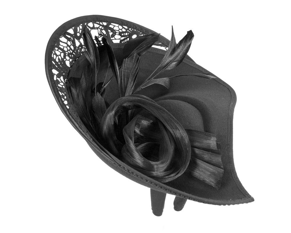 Bespoke black winter fascinator by Fillies Collection