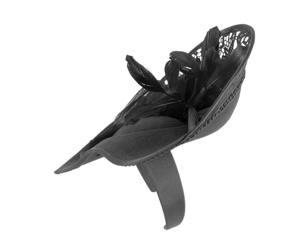 Bespoke black winter fascinator by Fillies Collection