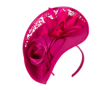 Bespoke fuchsia winter fascinator by Fillies Collection