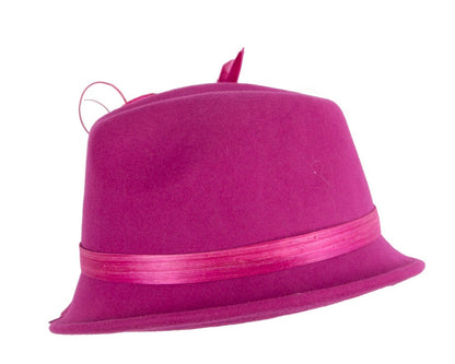 Fuchsia ladies winter fashion felt fedora hat by Fillies Collection F686-2