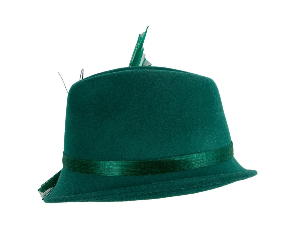 Green ladies winter fashion felt fedora hat by Fillies Collection F686