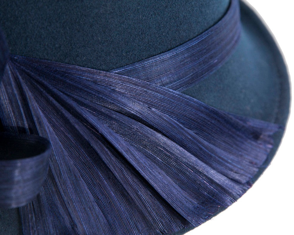 Navy ladies winter fashion felt fedora hat by Fillies Collection F686-4