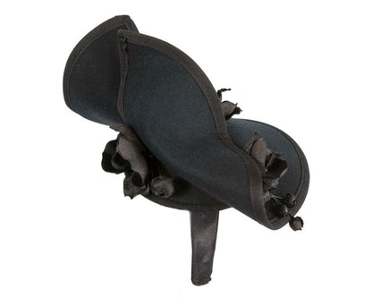 Black winter felt fascinator with orchid