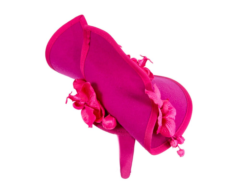 Fuchsia winter felt fascinator with orchid-3