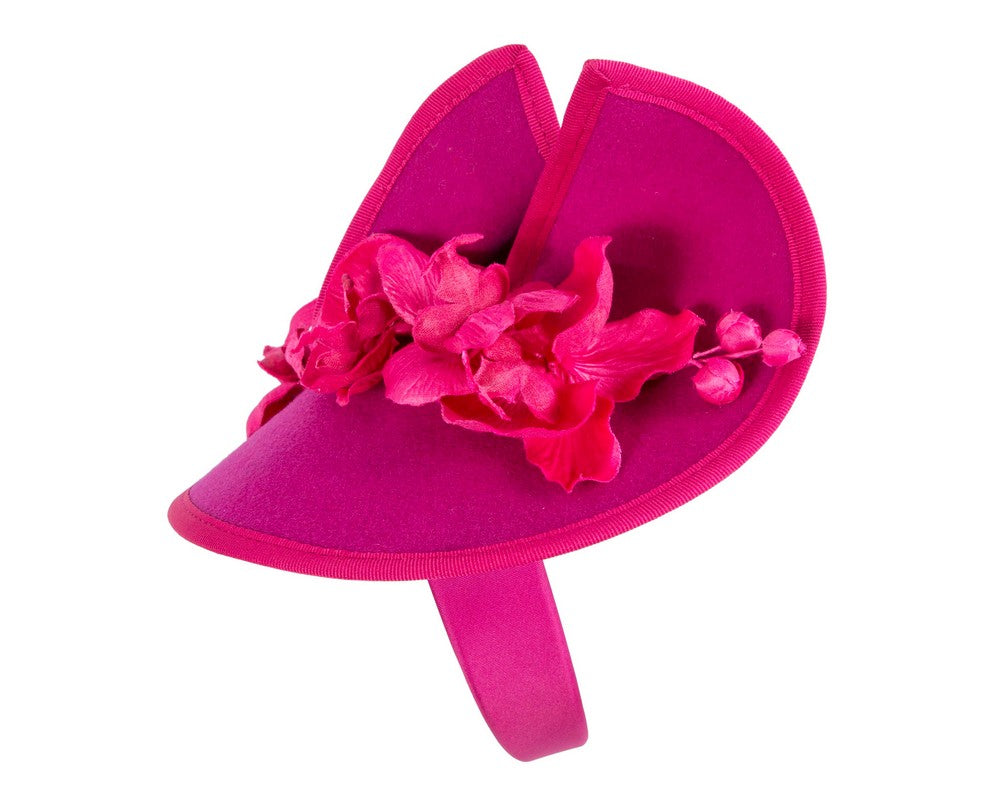 Fuchsia winter felt fascinator with orchid-2
