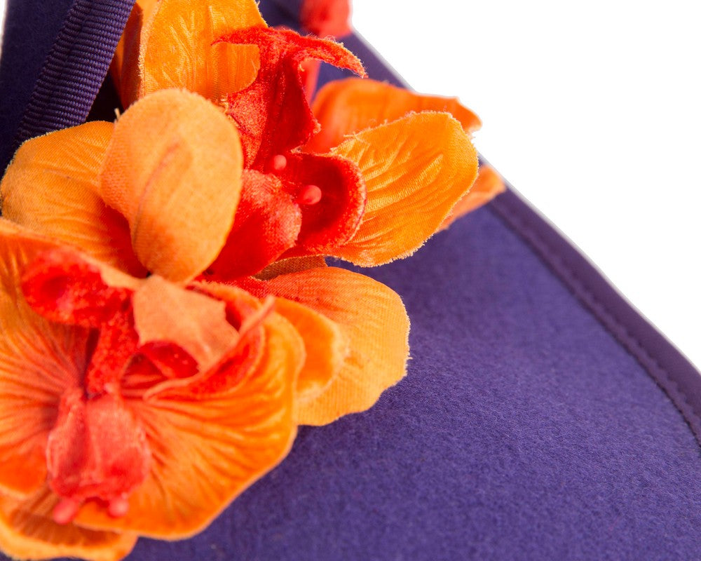 Purple and orange winter felt fascinator with orchid-4