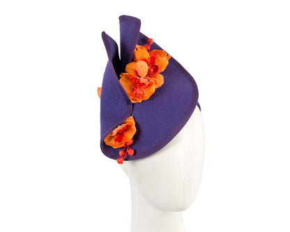 Purple and orange winter felt fascinator with orchid-0