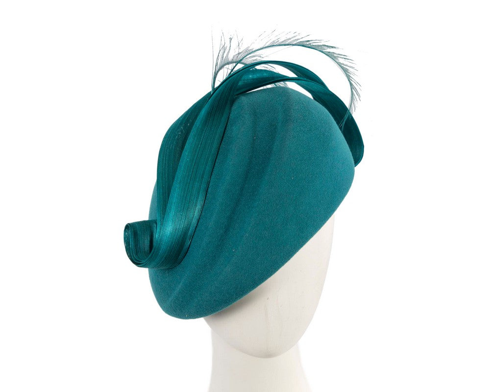 Teal winter felt beret by Fillies Collection-0