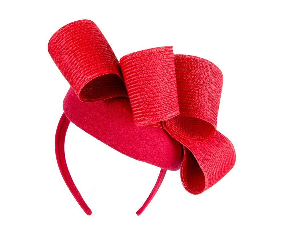 Red pillbox winter fascinator by Fillies Collection-5