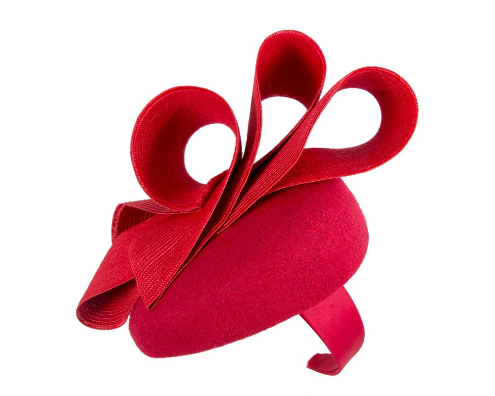 Red pillbox winter fascinator by Fillies Collection-2