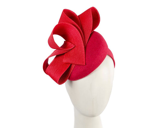 Red pillbox winter fascinator by Fillies Collection-0