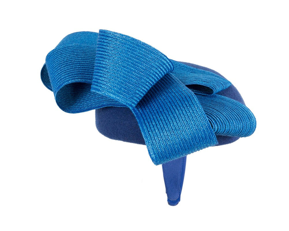 Royal blue pillbox winter fascinator by Fillies Collection-3