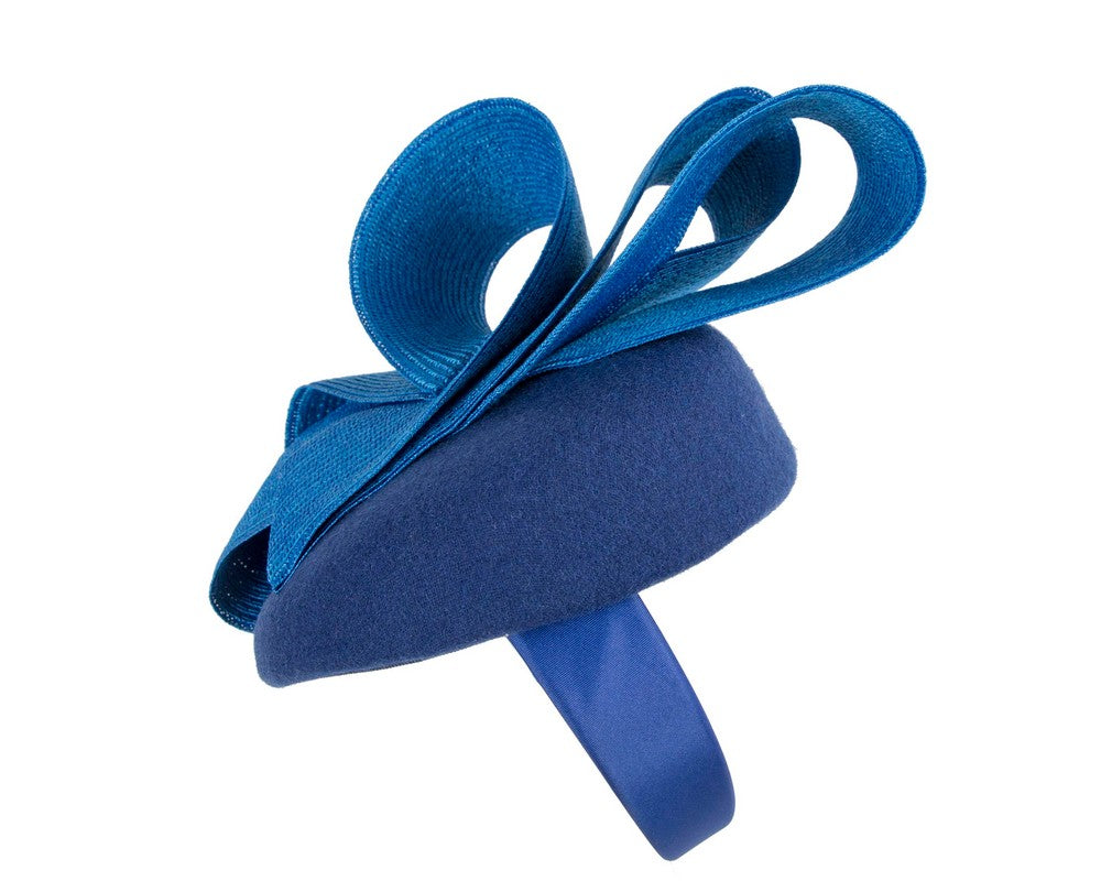 Royal blue pillbox winter fascinator by Fillies Collection-2