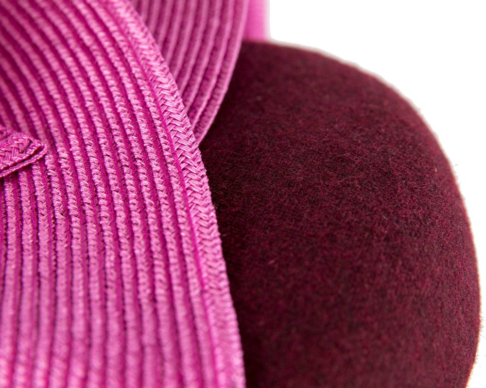 Wine & fuchsia pillbox winter fascinator by Fillies Collection