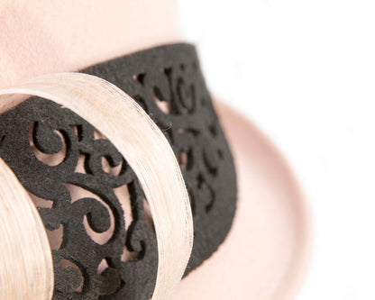 Felt beige & black cloche hat by Fillies Collection-4