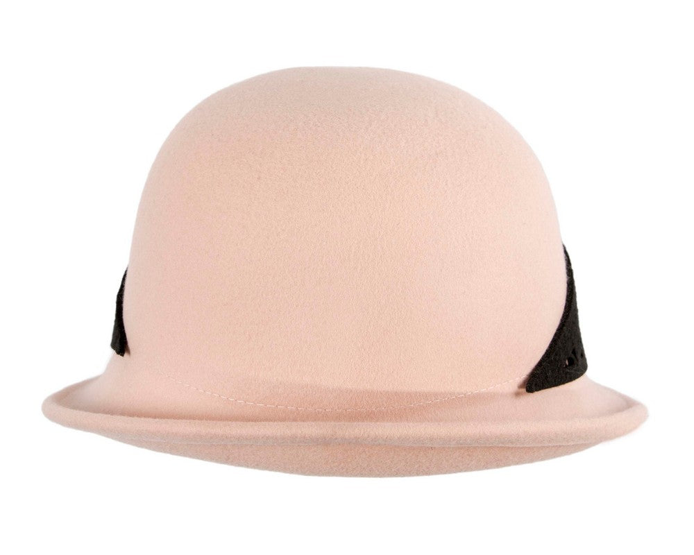 Felt beige & black cloche hat by Fillies Collection-2