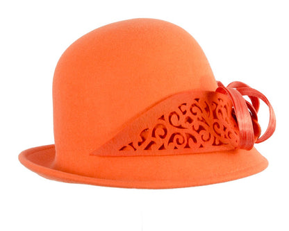 Felt orange cloche hat by Fillies Collection-5