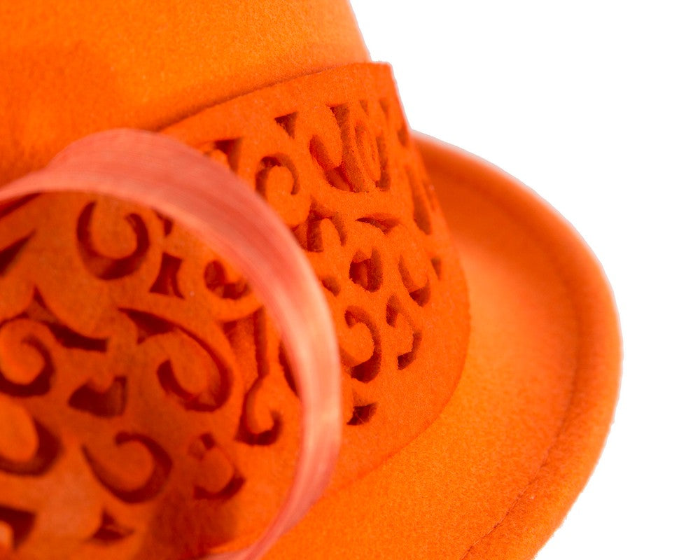 Felt orange cloche hat by Fillies Collection-4