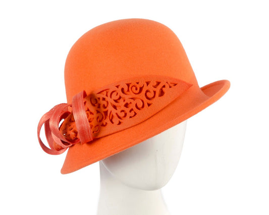 Felt orange cloche hat by Fillies Collection-0