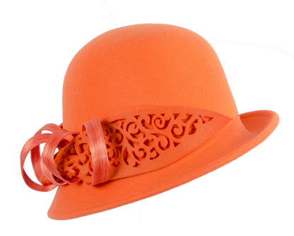 Felt orange cloche hat by Fillies Collection-1
