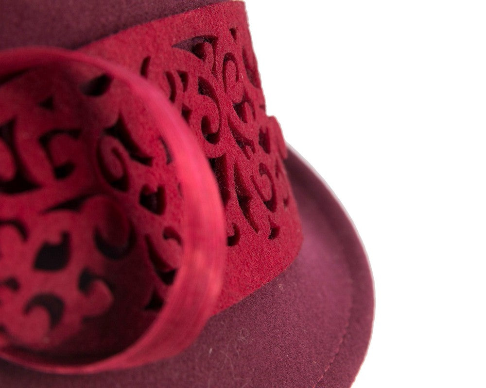 Felt burgundy cloche hat by Fillies Collection-4
