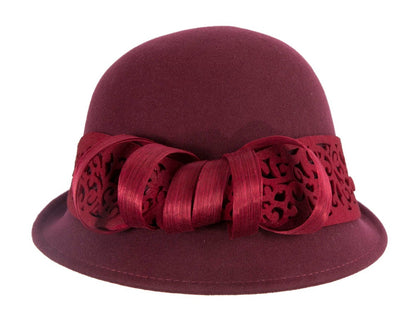 Felt burgundy cloche hat by Fillies Collection-3