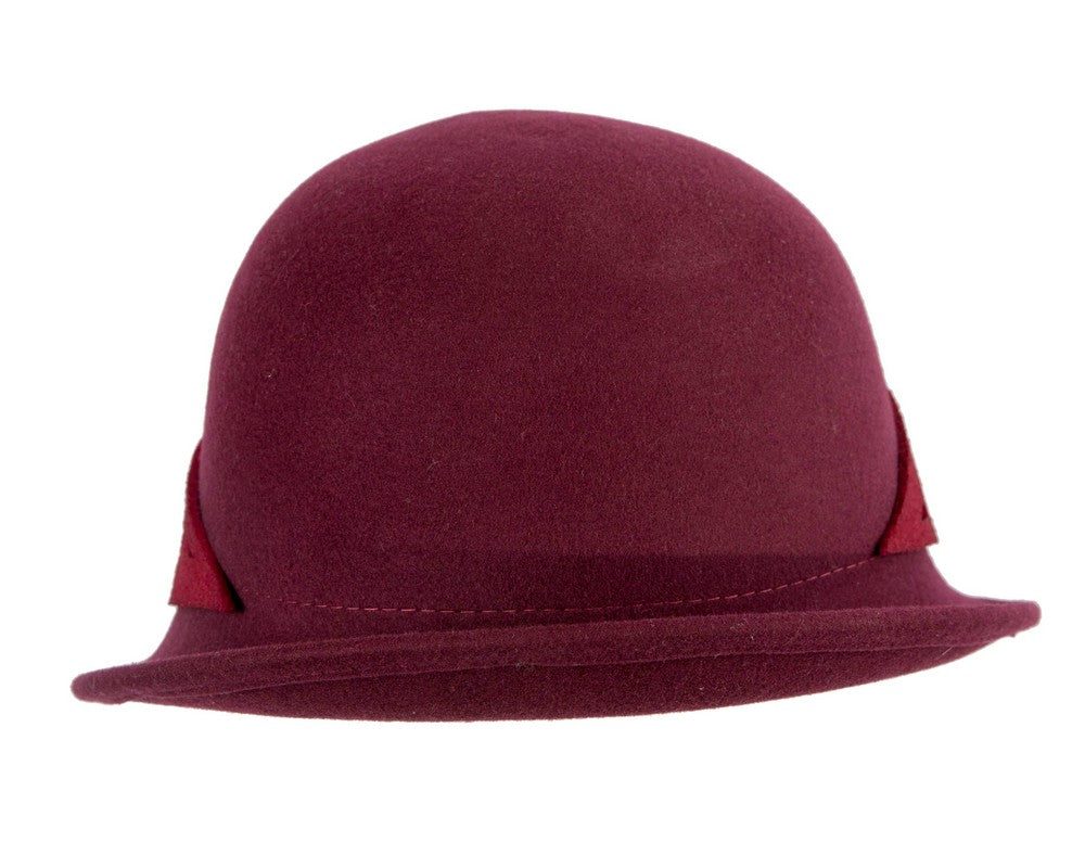 Felt burgundy cloche hat by Fillies Collection-2