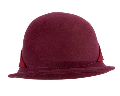 Felt burgundy cloche hat by Fillies Collection-2