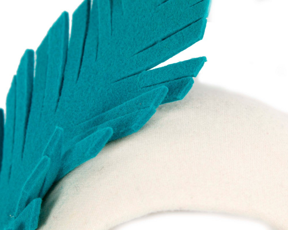 Bespoke cream & turquoise winter racing fascinator headband