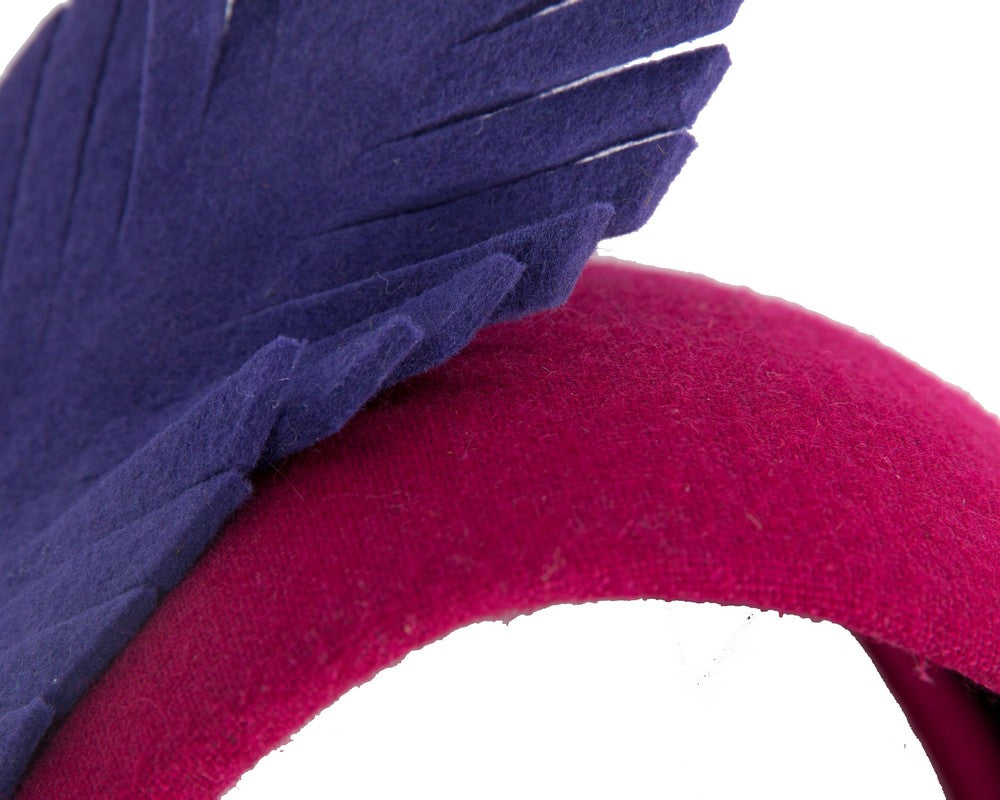 Bespoke fuchsia & purple winter racing fascinator headband