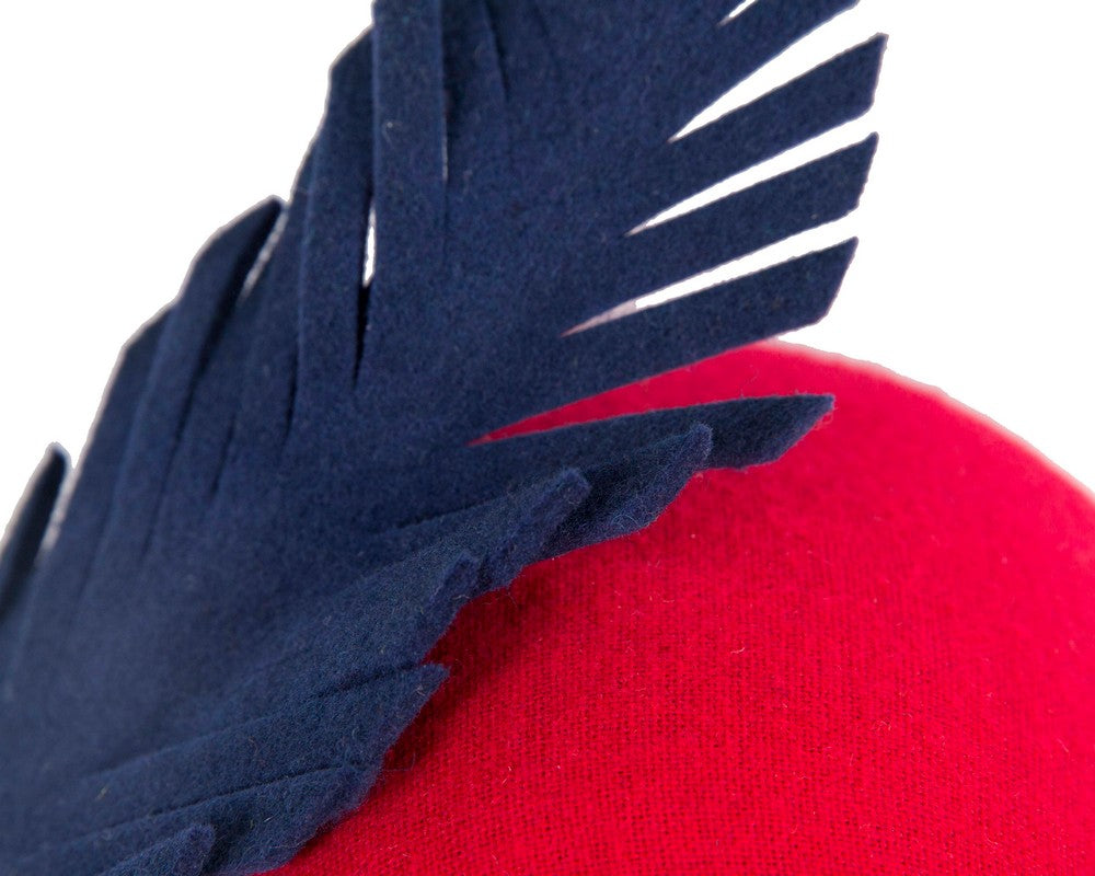 Bespoke red & navy winter racing fascinator headband