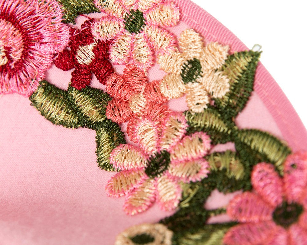 Floral Embroidered Pink Fascinator by Fillies Collection-4