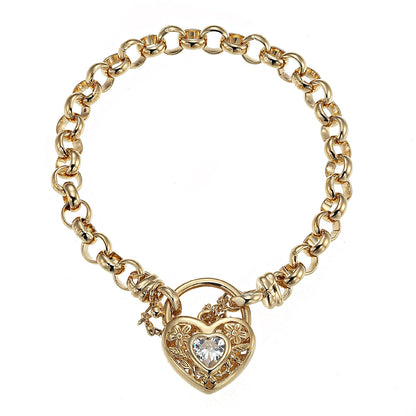 18ct Heavy Yellow Gold Plated 6mm Belcher Chain Bracelet with a Filigree Locket - USA Made-0
