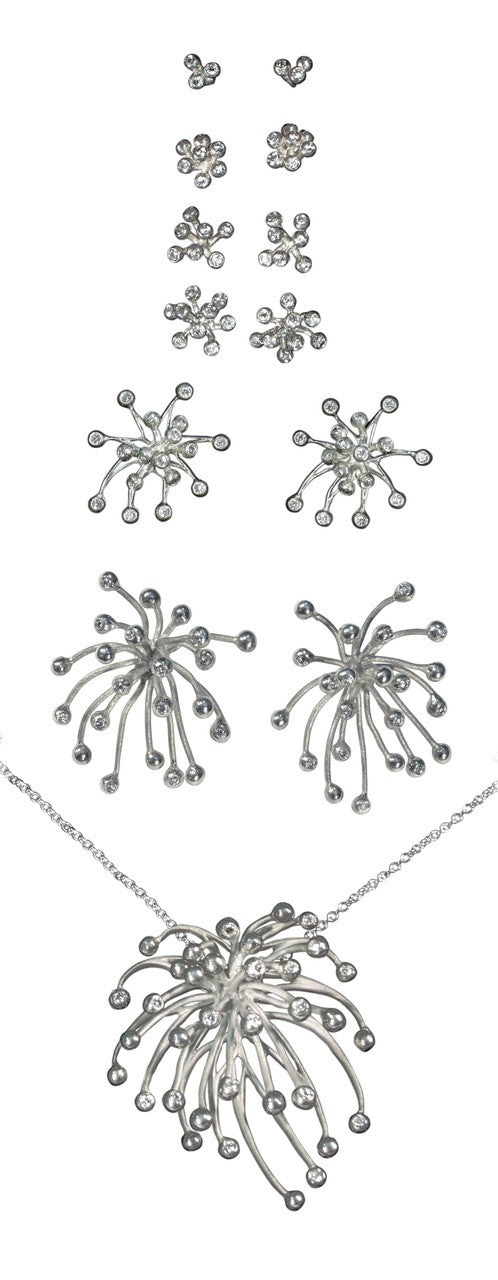 Superstar Necklace. Fireworks Pendant-Sterling Silver & diamonds with plate options
