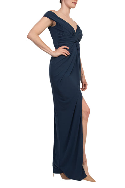 Katie May Off-The-Shoulder Front Knot Accent Hazel Gown Dress-3