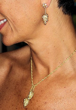 Grapes Drop Earrings- 2 parts-Detachable Stud. 18K Gold with diamonds